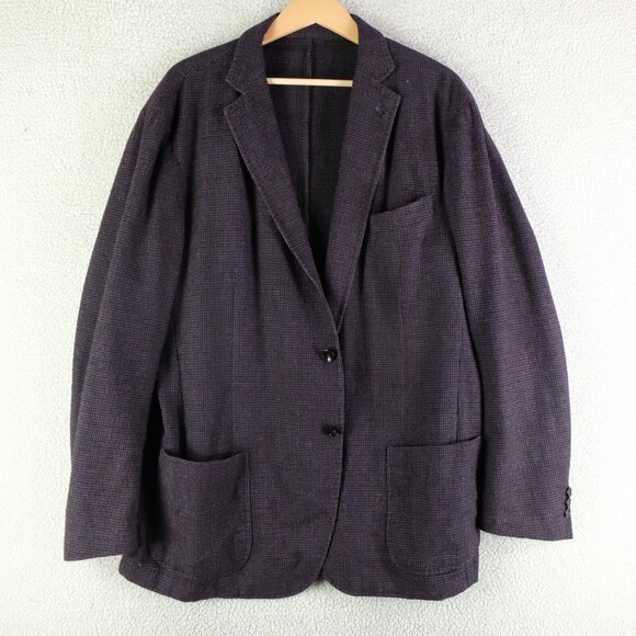 Tombolini Blazer Mens 44R Purple Check Unstructured Zegna Cloth Wool Silk - Picture 1 of 15